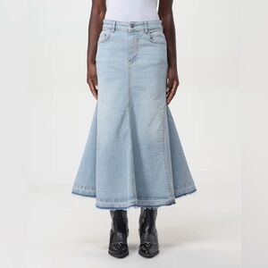 NWT Ganni Light Denim Midi Skirt (Tint Wash)